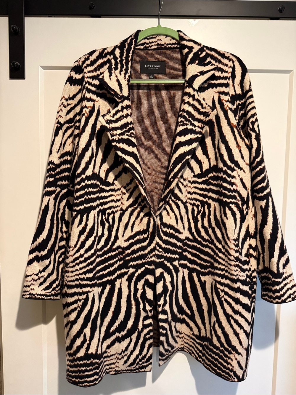Liverpool Black & Beige Zebra-Print Open Front Jacket